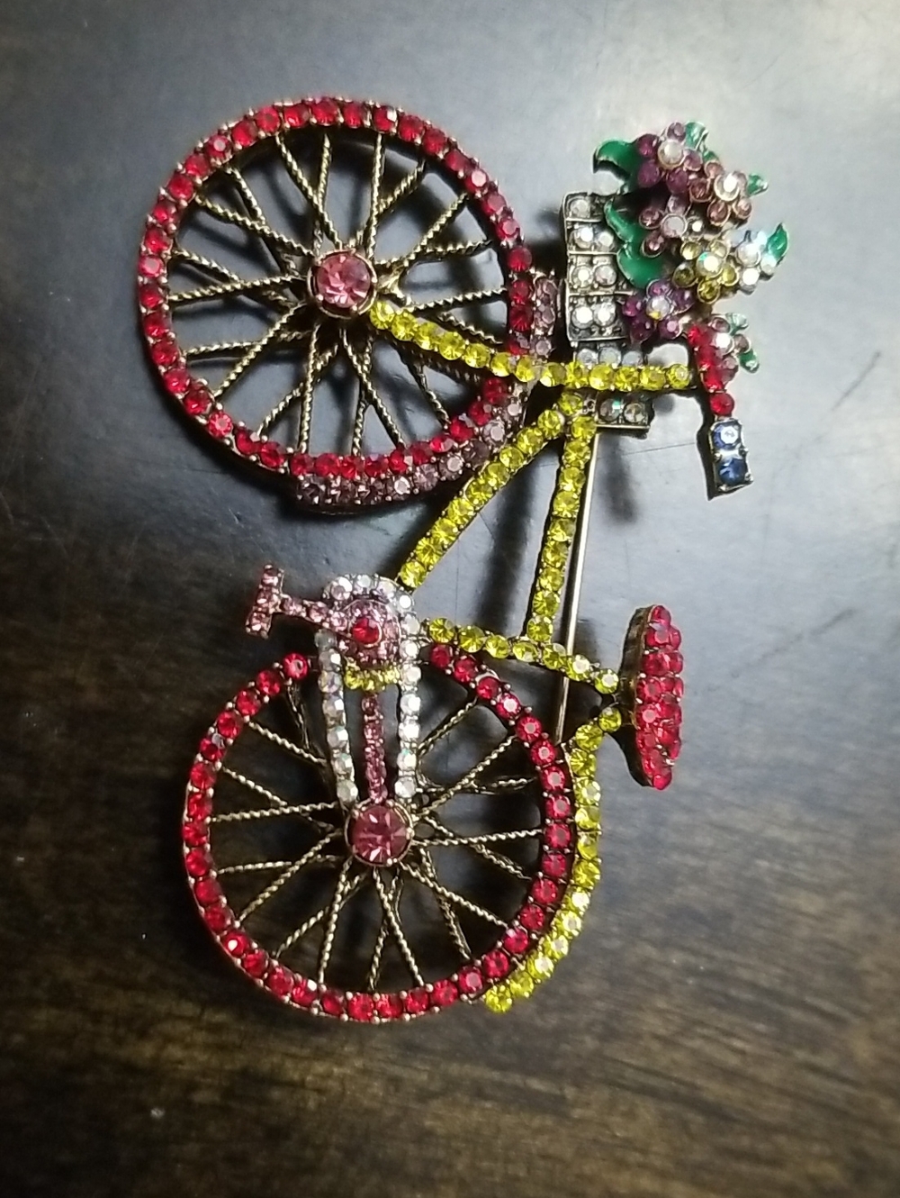 RARE Find | SIGNED Heidi Daus Floral Bicycle Brooch Whimsical